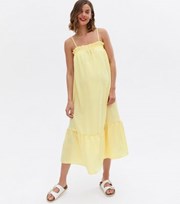 New Look Maternity Yellow Tiered Strappy Midi Dress